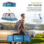 Campingtält Tunneltält för 3 Personer Röd av Polyester för Camping och Trädgård Vindtätt Familjetält med Markis 2000 mm
