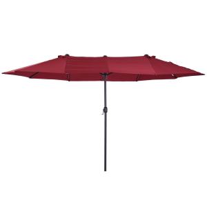 Parasoll Trädgårdsparaply 455 X 270 Cm Dubbelt Parasoll Uteplatsparasoll med Handvev Vinröd Oval