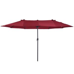 Parasoll Trädgårdsparaply 455 X 270 Cm Dubbelt Parasoll Uteplatsparasoll med Handvev Vinröd Oval