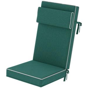 Sittdyna Stolsdyna med Knytband Grön av Tyg för Hopfällbar Stol ve Matstol Vattenavvisande Dyna med Nackstöd 120 x 47 x 9,5 cm