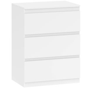 Byrå med 3 Lådor Vit Spånskiva för Sovrum och Hall Modern Förvaringsmöbel med Rymliga Lådor Stabil och Platsbesparande Design