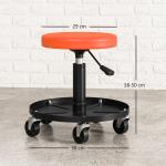 Höjdjusterbar Verkstadspall med Hjul, 38-50 cm och 135 kg Lastkapacitet, Orange