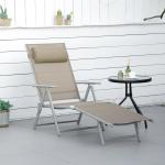 Justerbar Solsäng i Textilene, Bekväm Solstol med 7 Lägen, Ergonomisk Design för Avkoppling i Trädgården, Svart, 137 x 63,5 x 100,5 cm