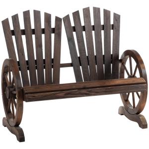Trädgårdsbänk med Armstöd Rustik Bänk Massivt Trä Mörkbrun 108 X 66 X 95 Cm