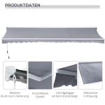 Vikarmsmarkis med Handvev Solskydd för Terrass och Uteplats Justerbar UV-Beständig Polyesterväv Aluminiumstativ Grå 4,5 X 3 M