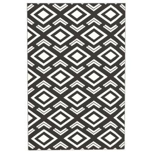 Utomhusmatta, Robust Väderbeständig Utomhusmatta Med Bärväska, Vikbar Matta, Boho-Stil, Utomhusmatta För Vardagsrum, Balkong, Trädgård, Terrass, Badrum, Hall, Kök, 182 X 274 Cm Svart + Vit