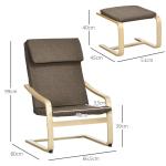 Avkopplingsstol Gungstol med Kudde Brun av Björkträ och Linnelook för Vardagsrum och Avkoppling Bekväm Design