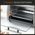 Minigrill och Ugn 10L, Kompakt Bordsugn med Timer, Perfekt för Camping och Pentry, Silver/Svart, 36,5 x 26 x 22 cm, 750 W