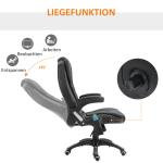 Massagekontorsstol med 6-punkts Vibrationsmassage och Värmefunktion, Vridbar Gamingstol, Konstläder, Svart, 70 x 70 x 111–121 cm