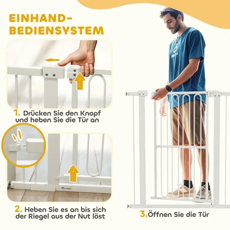 Säkerhetsgrind Trappgrind Spärr utan Borrning Vit 76-104 cm