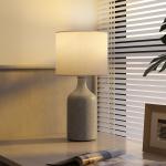 Bordslampa Keramik Sandbrun och Vit Tyg för Sovrum Sänglampa med Textilskärm och Stabil Fot Elegant Inredning och Mjukt Ljus 45 cm
