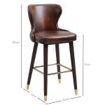 Barstol 2-Pack Eleganta Bistrostolar med Fotstöd och Ryggstöd Matsalsstol PU Brun 52 X 53 X 101 Cm