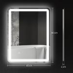 Badrumsspegel med LED-belysning och Touch-kontroll samt Dimbara Färger och Antifog Ergonomisk och Elegant Silver Glas 60 x 80 cm