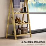 Badrumshylla med 3 Våningar och Handdukshängare för Badrum Hållbar och Ergonomisk Natur Bambu i A-formad Design