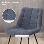 Matstolar i Sammet 2-Pack, Eleganta Köksstolar med Metallben, Bekväm Sittplats i Retro-Design, Grå, 50 x 61 x 79 cm