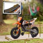 Elmotorcykel Barnmotorcykel Orange av Plast och Metall för Barn 3-6 År 12V Fordon med Musik och Träningshjul 30 kg