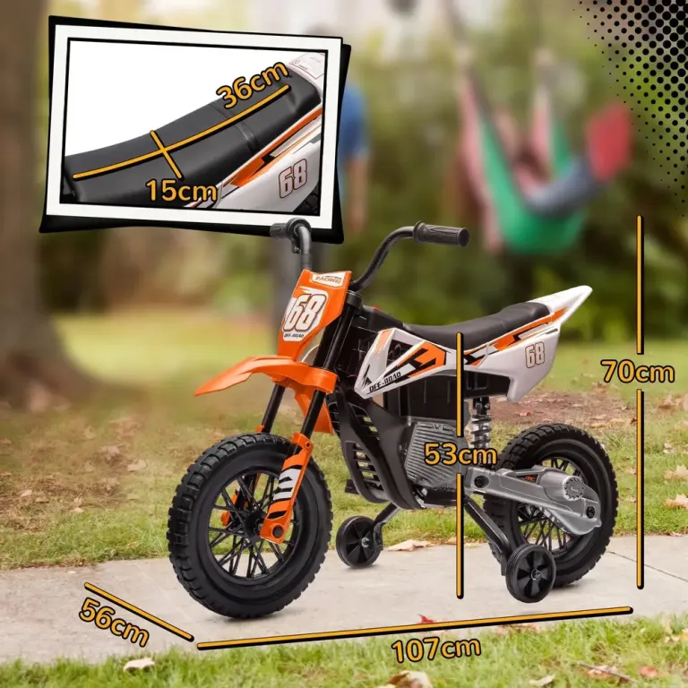 Elmotorcykel Barnmotorcykel Orange av Plast och Metall