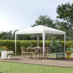 Paviljong 2,7 x 2,7 m, Rektangulär, Vattenavvisande, Vintertät, Partytält för Camping och Trädgård, Vit