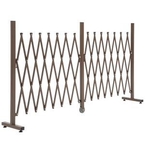Lång Saxgrind Utdragbar Barriär Aluminium på Hjul Flexibel Avspärrning för Uppfart och Trädgård Brun 52-405 X 103,5 Cm
