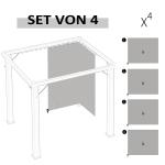 Sidopaneler Sidoväggar Ljusgrå av Polyester för Trädgårdspaviljong 4 Delar med Krokar Ersättningsvägg för Partytält 302 x 205 cm