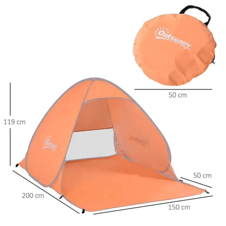 Strandtält Pop-Up Tält med Automatiskt Orange av Polyester