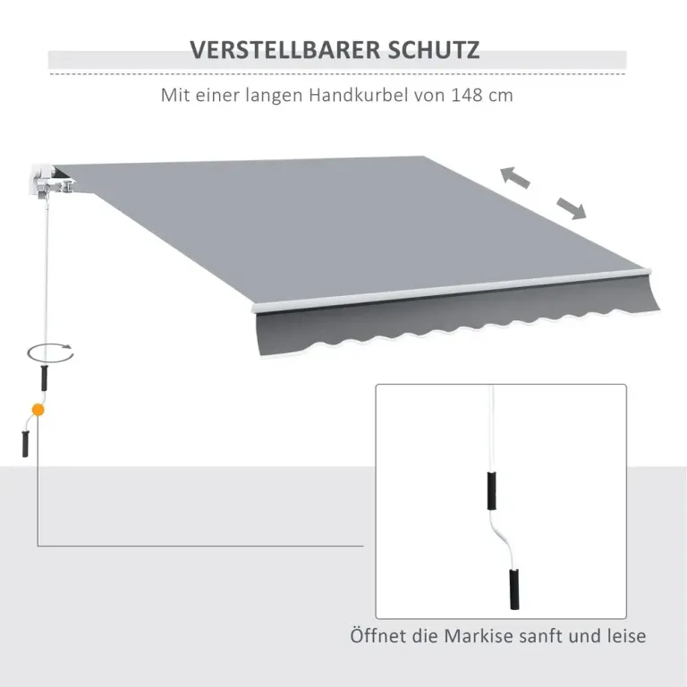 Infällbar Markis med Handvev Metallram 3,95 x 2,45 m