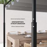 Pergola med Justerbart Tak och Magnetfäste samt UV-beständig Yta för Terrass Hållbar och Stabil Grå Metall för Uteplats 3 x 3 m 8 cm