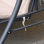Hammock Trädgårdsgunga 3-Sits 2-i-1 Beige av Stål ve Tyg för Trädgård ve Terrass Gunga med Liggfunktion 340 kg 200 x 125 x 170 cm