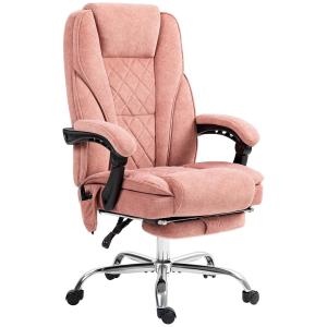 Ergonomisk Kontorsstol med Massagefunktion, Fotstöd, Vridbar och Rullbar, Rosa