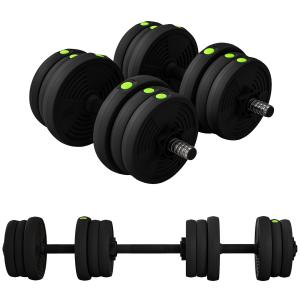 Hantelset 2 i 1 med Skivstång och Hantlar för Hemmaträning med Halkfria Grepp Ergonomisk och Hållbar Grön och Svart Plast och Stål 20 kg