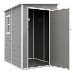 Verktygsbod Redskapsbod med Taktak Grå av Aluminium för Trädgård och Bakgård Skjul med Låsbar Dörr och Fönster 1,54 m³ 122 x 149 x 192 cm