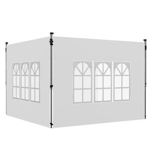 Sidoväggar 2-pack med Fönster för Paviljong Hållbar och Vattentät för Utomhusbruk Vit Polyester 3 x 3 m