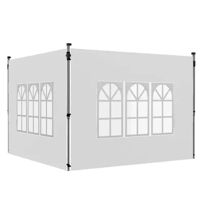 Sidoväggar 2-pack med Fönster för Paviljong Hållbar 3 x 3 m