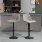 Set med 2 Barstolar i Retrodesign med Fotstöd, Höj- och Sänkbar, Gaslyft, Grå + Svart
