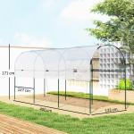 Växthus för Odling med Bogentak och Jordankare för Trädgård Hållbar och Stabil Transparent Plast 400 x 123 x 171 cm