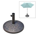 Rund Parasollfot Harts med Bronsfinish för Trädgård Passar Stångdiameter 38-48 Mm Brons 48,5 X 34 Cm 14 Kg