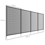 Dammstaket Trädgårdsstaket Svart av Mesh och Metall för Uteplats och Balkong Set om 4 Dekorativt Poolstaket 365 x 126 cm