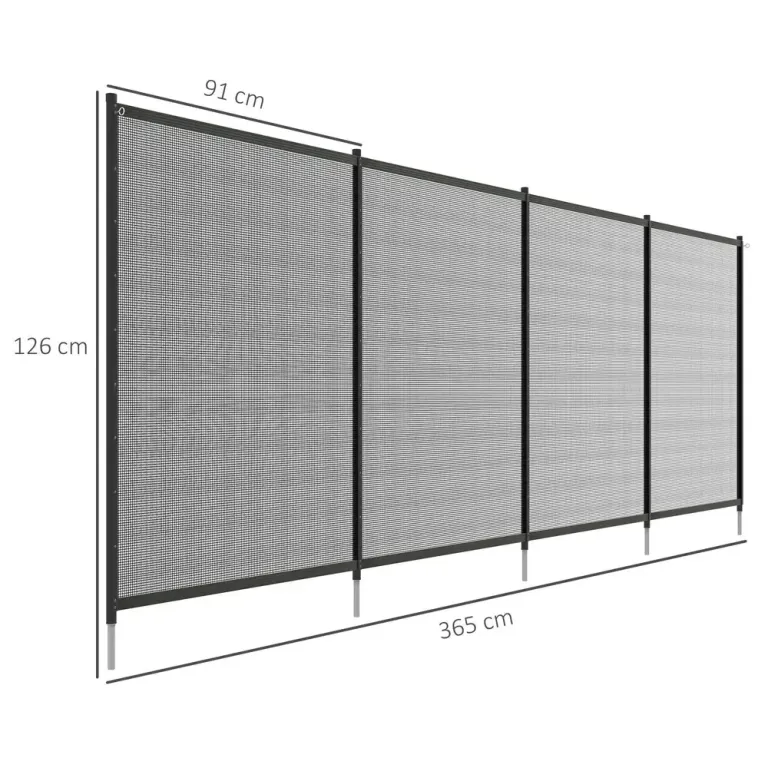 Dammstaket Trädgårdsstaket Svart av Mesh 365 x 126 cm