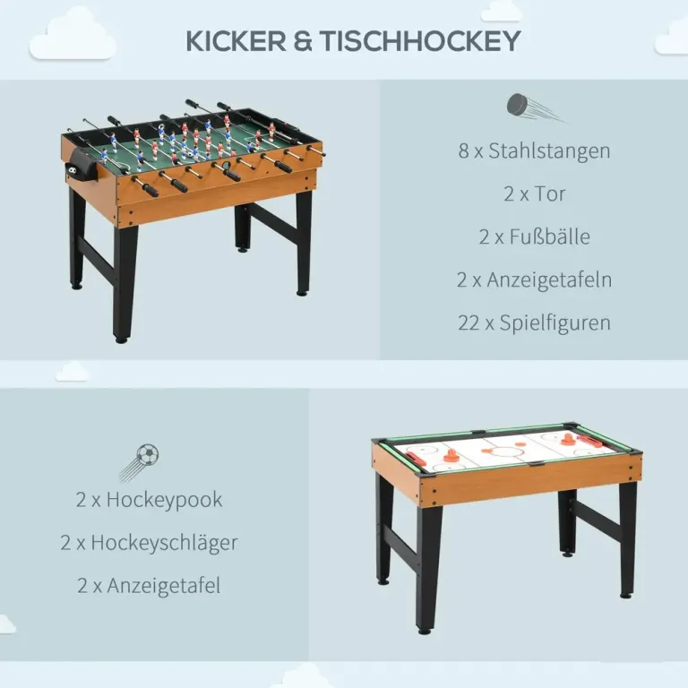 Multispelbord Natur Svart av Stål och MDF för Barn