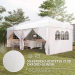 Pop up Paviljong med Fönster och Dragkedja samt Sidoväggar för Trädgård Hållbar och Stabil Vit Polyester och UV-skydd 6 x 3 m