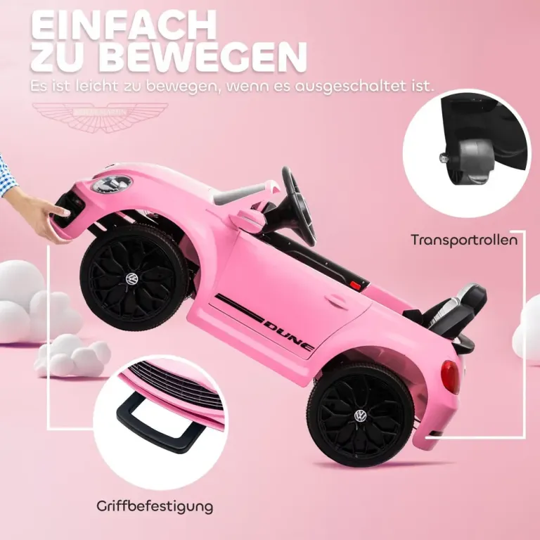 Barnelbil Elbil Rosa av Plast för Barn 3-5 År 12 v Fordon