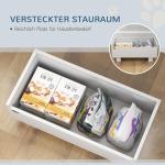 Hundskål Matbar Vit av Trä och Rostfritt Stål för Medelstora Hundar Upphöjd Skål med Förvaring 2 x 1 l