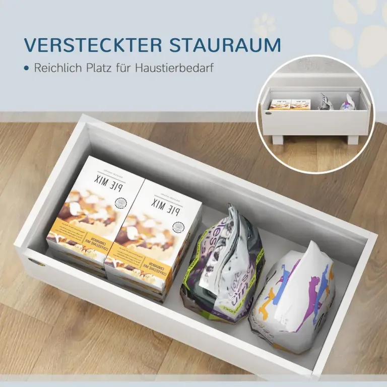 Hundskål Matbar Vit av Trä och Rostfritt Stål 2 x 1 l