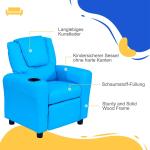 Barnfåtölj med Liggfunktion Minisoffa för Barn 3-6 År med Mugghållare Idealisk för Lekrum Blå 62 X 52 X 69 Cm