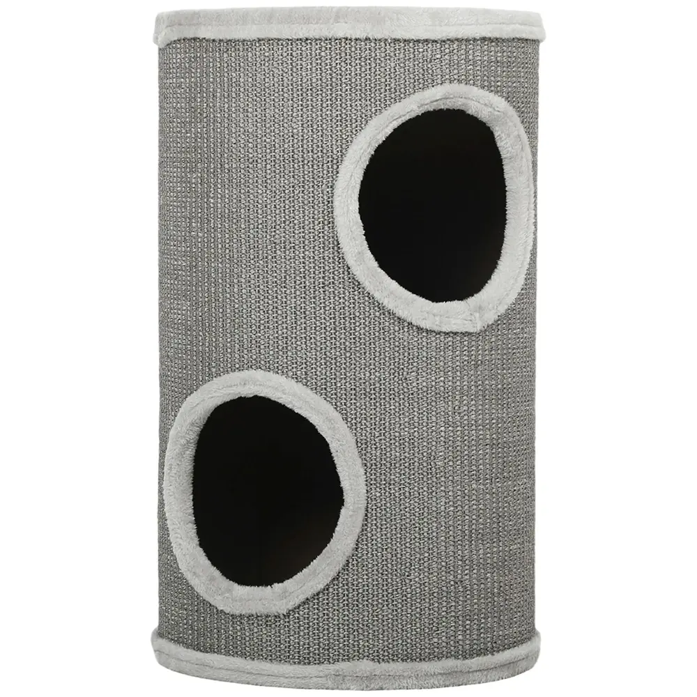 Klöstunna 2 Våningar Ljusgrå Sisal och Plysch för 60 Cm