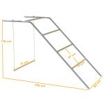 Lekställning för Höns Justerbar Silver och Naturfärgad Trä för Hönshus Aktivitetsleksak med Gunga och Sittpinnar 82x150x110 cm