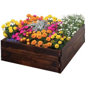 Upphöjd Bädd Plantering Grönsaksbädd Örtbädd Massivt Trä Mörkbrun 60 X 60 X 23 Cm