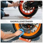 Motorcykelrengöringsställ, Rullstativ med Hjul och Däckbredd under 180 mm, Orange