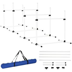 Agility Häckset Hundträning 4 Häck och Slalomstänger Plast för Aktiv Hundträning Vit 99 X 65 X 94 Cm