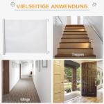 Utdragbar Säkerhetsgrind i PVC, Flexibel Skyddsbarriär för Dörrar och Trappor, Rullgardinsfunktion sparar plats, Vit, 115 x 82,5 cm